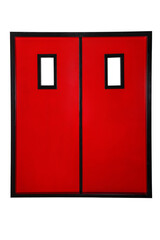 Emergency exit door on white background