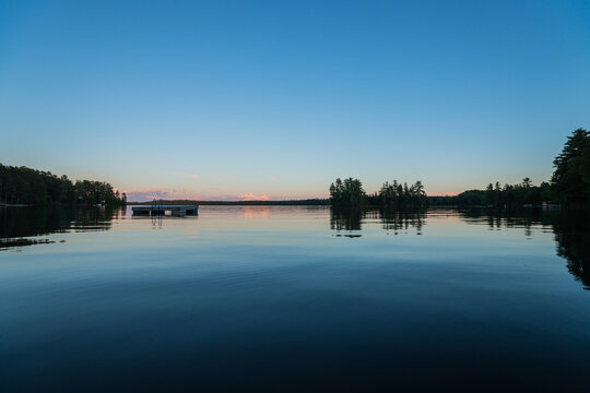 Clear Skies and a Peaceful Nothern Lake at Dusk