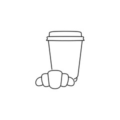  coffee or tea with a croissant   icon. beverage sign