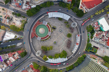 Vista aérea cenital sobre la Glorieta de los Insurgentes