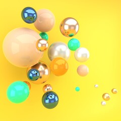 Multicolored decorative balls. Abstract 3d illustration.