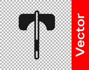Black Medieval axe icon isolated on transparent background. Battle axe, executioner axe. Medieval weapon. Vector.