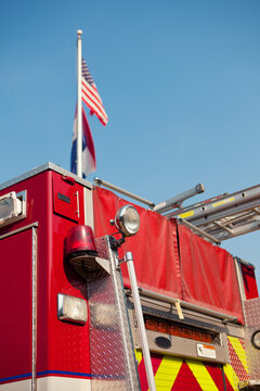 Firehouse: Fire Truck with American Flag