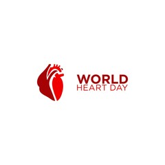 Fototapeta premium World Hearts Day banner with Heart sign on white background, vector image