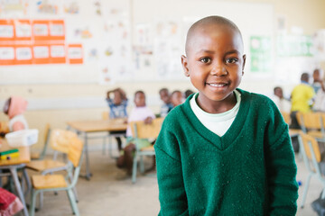 Cute African school girl in a classroom