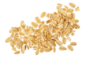 oat flakes isolated on white background. Top view