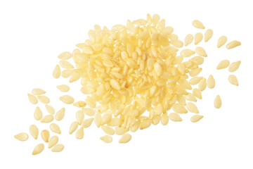 Sesame seeds isolated on white background top view. Flat lay