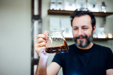 Barista preparing a coffee cocktail