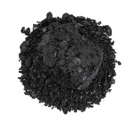 bbq charcoal briquette isolated on white background with clipping path and full depth of field. Top view. Flat lay