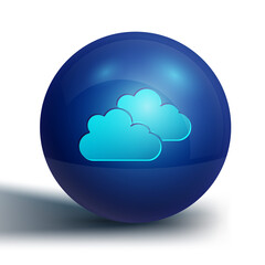 Blue Cloud icon isolated on white background. Blue circle button. Vector.