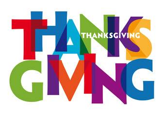 thanksgiving - vector of stylized colorful font