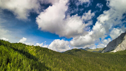 Aerial panoramic view of Val Sesis Mountains, Italy
