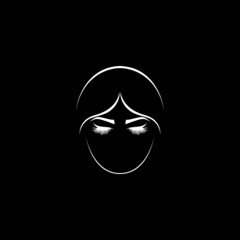 Face of a woman icon isolated on dark background