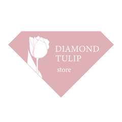 Floral logo - tulip. Logo for store, beauty studio, flower shop, etc. Isolated hand-drawn vector illustration.