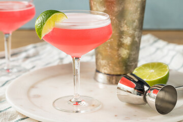 Refreshing Cold Pink Cosmopolitan Cocktail