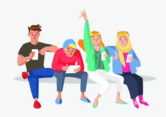 Young people sit down together © Ariyadi