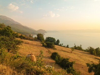Land by the Lake at Sunset
