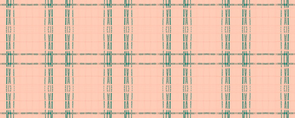 Pink Rustic Plaid. Watercolour Picnic Fabric. 