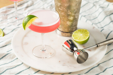 Refreshing Cold Pink Cosmopolitan Cocktail