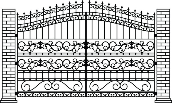 fence stylish metal wrought gate silhouette 