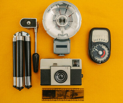 Vintage camera and accessories.