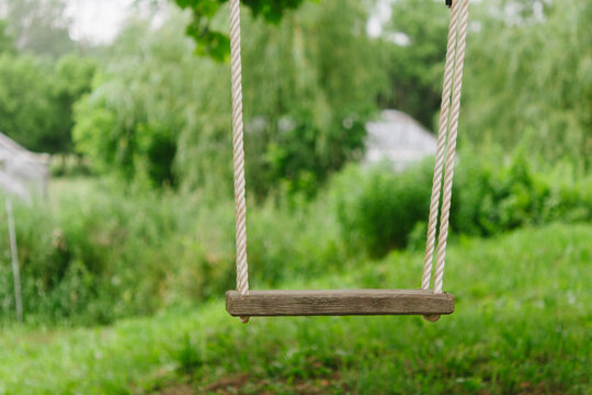 wooden swing on a farm