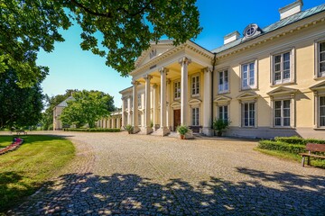 Historic palace in the town of Walewice, Poland.