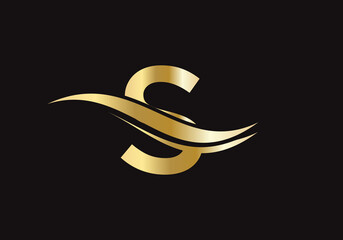 Obraz na płótnie Canvas Minimal S logo design swoosh. vector, S logo for business and company identity