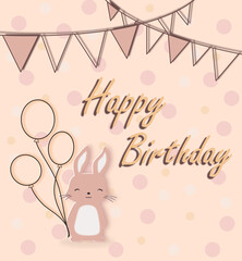 Birthday greeting card with bunny