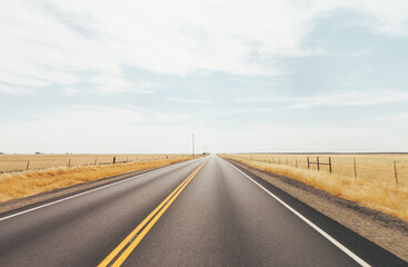 Empty Road in Dry Grassland