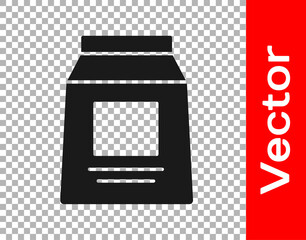 Black Sports nutrition bodybuilding proteine power drink and food icon isolated on transparent background. Vector.