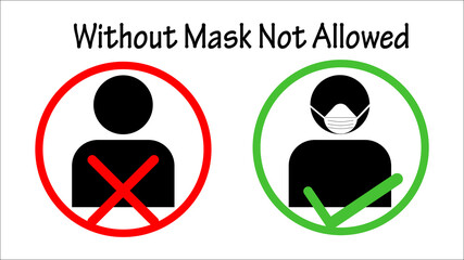 Without Mask not allowed icon on white background