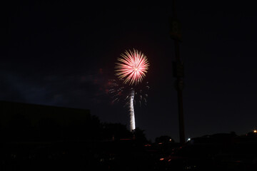 A beautiful display of fireworks at the 2019 Katy Mills firework show for July 4th