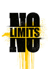 No Limits. Inspiring Sport Workout Typography Quote Banner On Textured Background. Gym Motivation Print