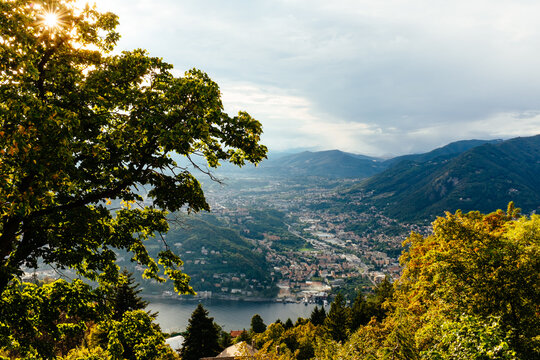 View from Brunate overlooking Lake Como, Italy