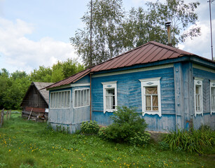 Old houses in the Russian village of the Ryazan region