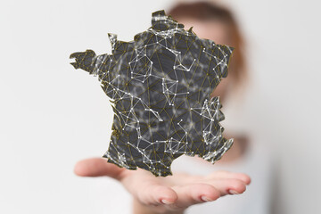 3d Digital France map country modern.