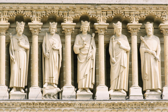 Statues at the Notre Dame church in Paris