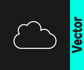 White line Cloud icon isolated on black background. Vector.