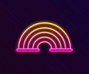 Glowing neon line Rainbow icon isolated on black background. Vector.