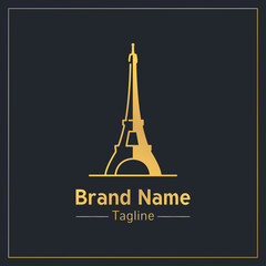 Fototapeta na wymiar Eiffel Tower golden modern logo design template