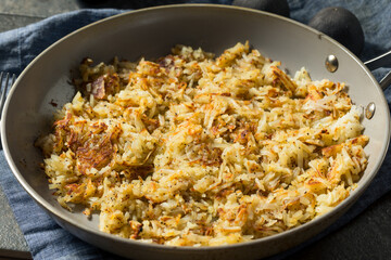 Homemade Fried Shredded Hashbrowns and Eggs