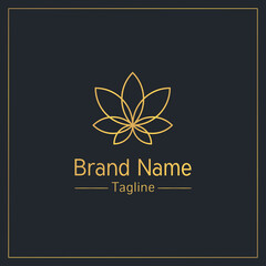Cannabis golden outline logo design template