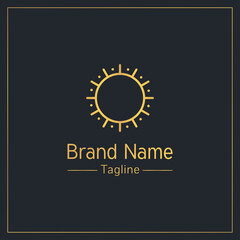 Sun golden outline logo design template