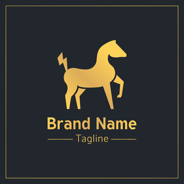 Power horse golden bold logo design template
