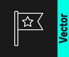 White line American flag icon isolated on black background. Flag of USA. United States of America. Vector.