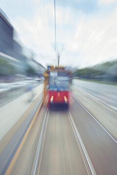 Motion blurred tram