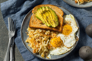 Homemade Fried Shredded Hashbrowns and Eggs