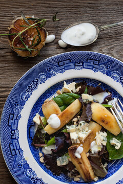 Roasted parsnips and blue cheese.