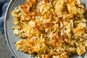 Homemade Fried Shredded Hashbrowns and Eggs